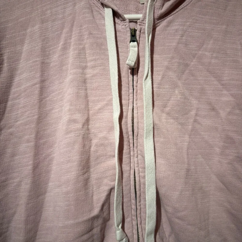 3/$15 J Crew Vintage Fleece Sweater M Medium Light Pink Full Zip Hooded Cotton